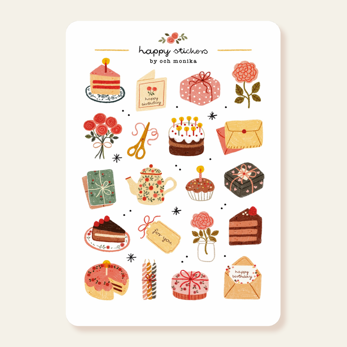 Planche de stickers Anniversaire Sucré - Och Monika