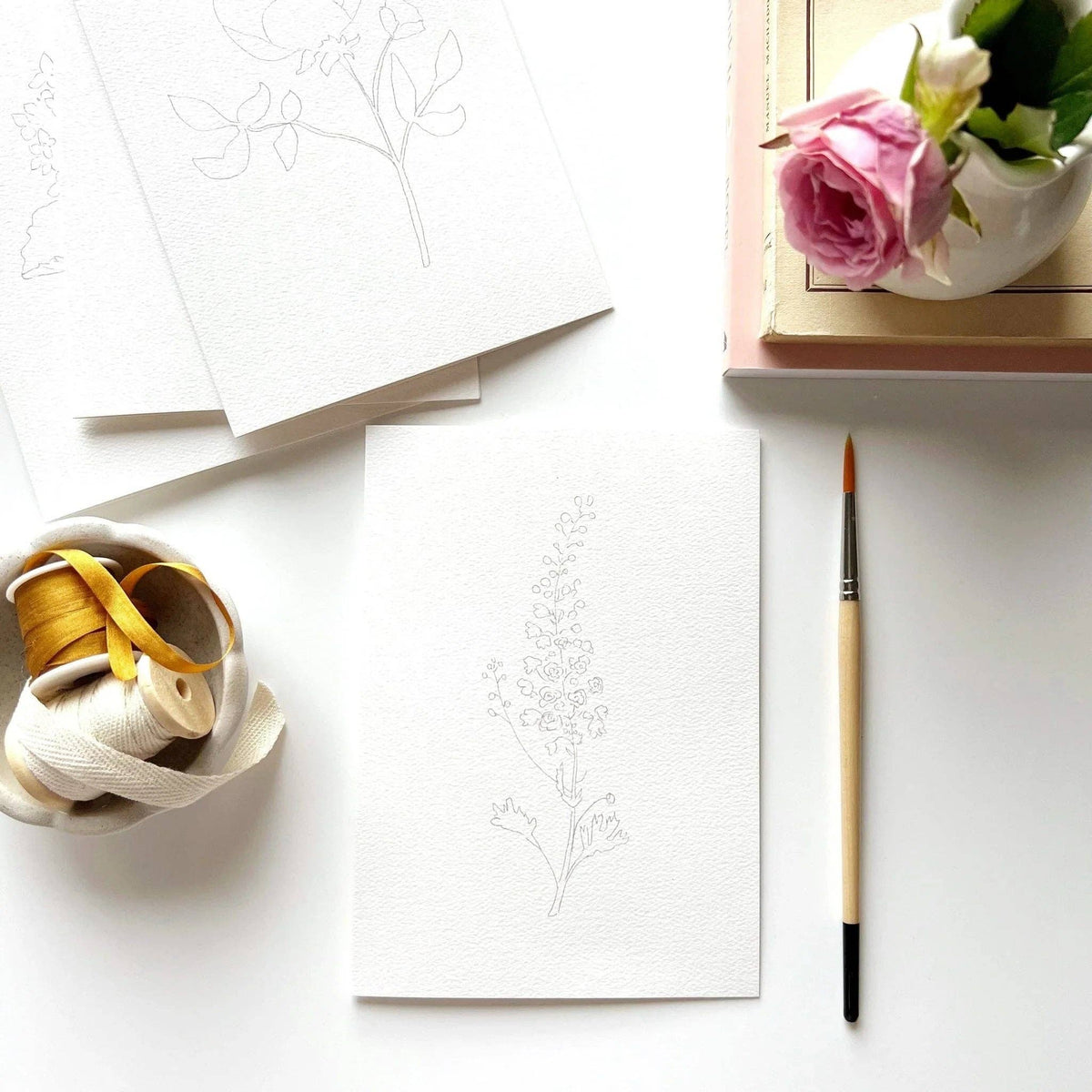 8 Cartes aquarelle à peindre avec des fleurs de jardin - Emily Lex