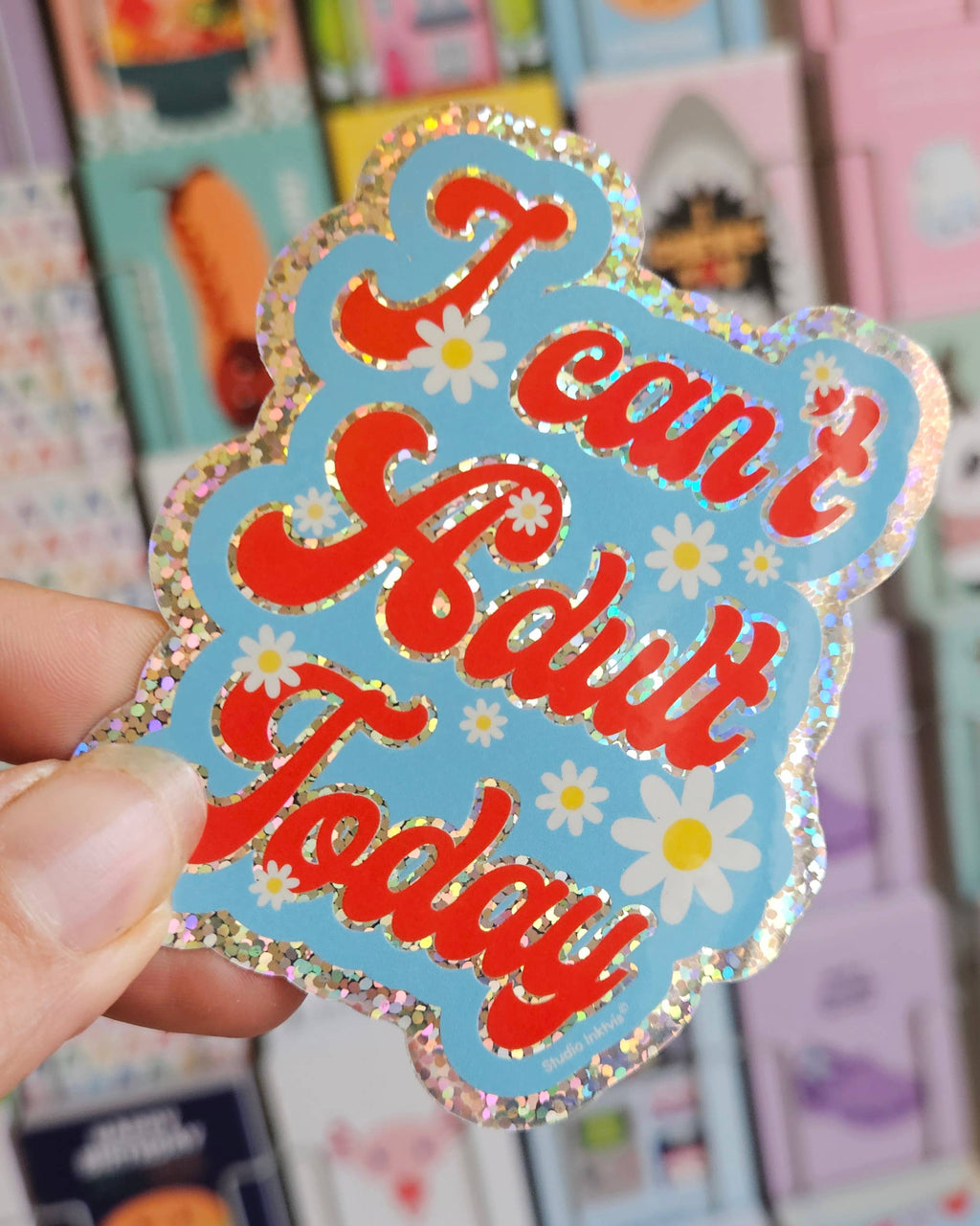 Sticker pailleté « I can't adult today » — Studio Inktvis