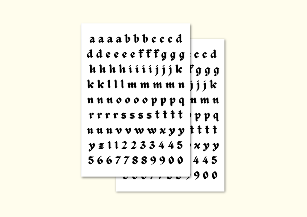 Planches de stickers Alphabet médiéval — Shellflower