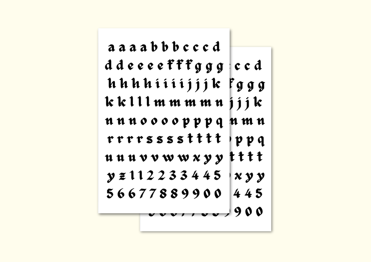 Planches de stickers Alphabet médiéval — Shellflower