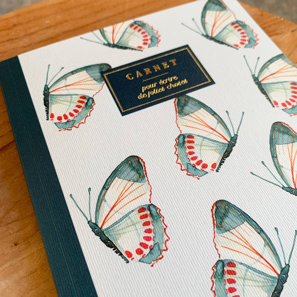 Carnet Papillons 🦋 - A5 ligné - Bleu coquille
