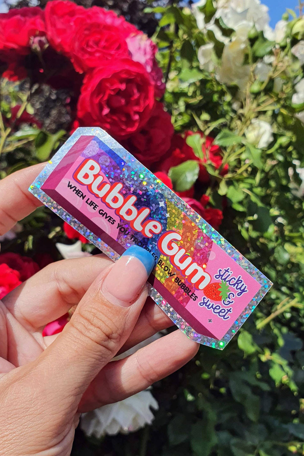 Sticker pailleté « Bubble Gum » — compatible lave-vaisselle — Studio Inktvis