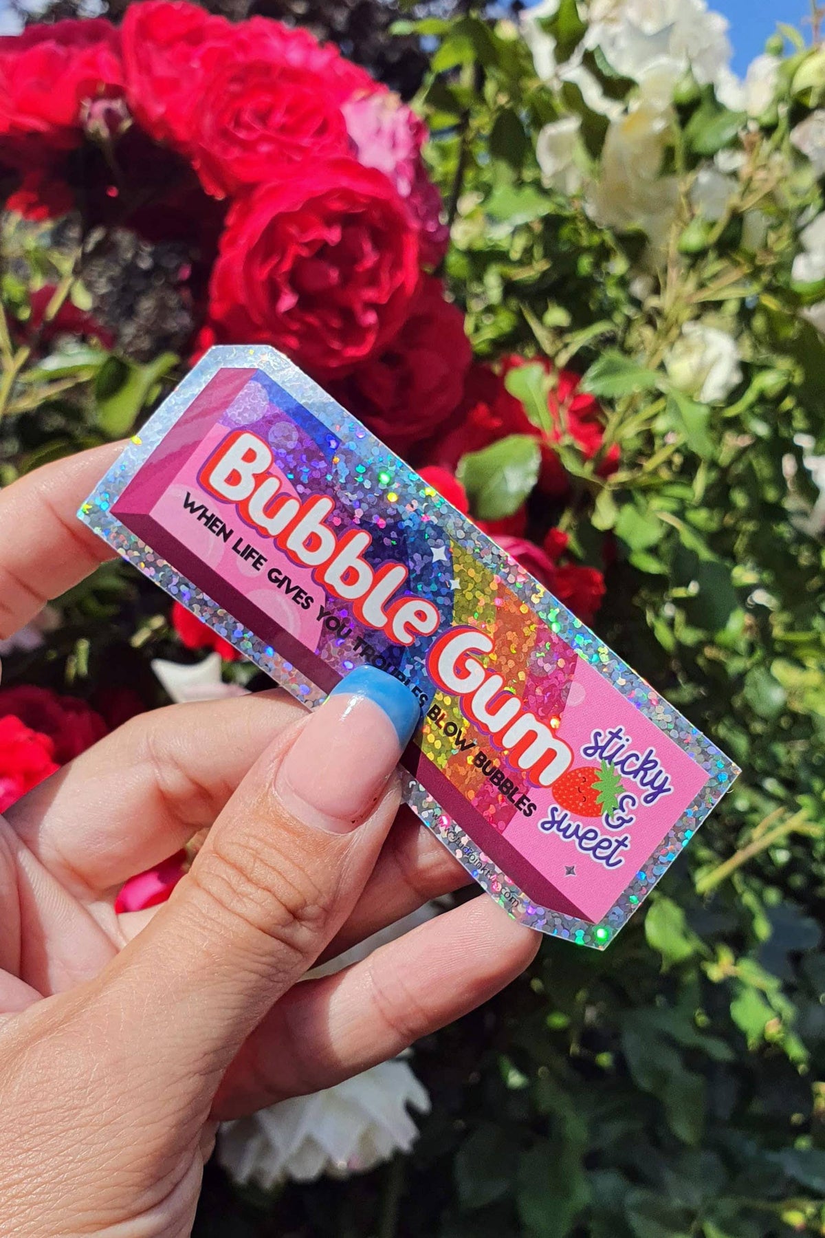 Sticker pailleté « Bubble Gum » — compatible lave-vaisselle — Studio Inktvis